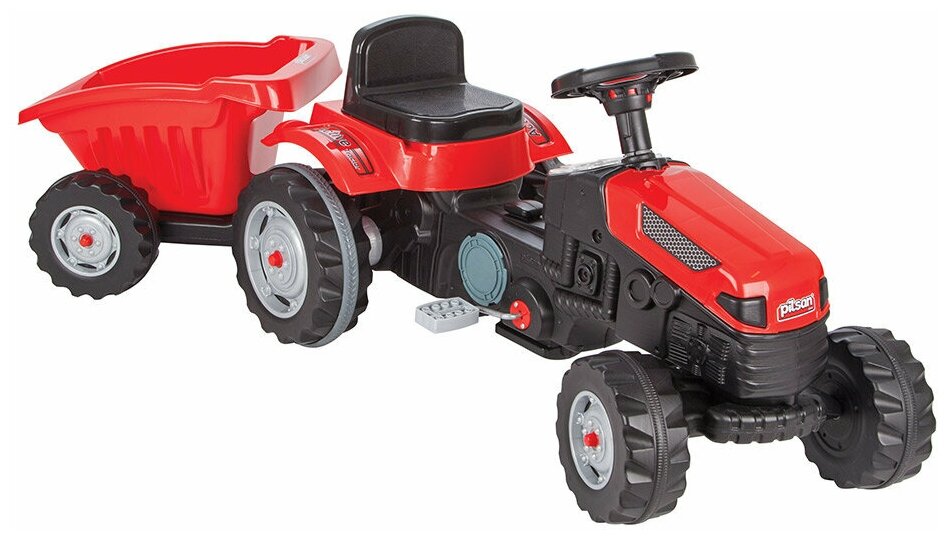 Педальная машина Tractor с прицепом Pilsan Red/Красный (3-8лет)