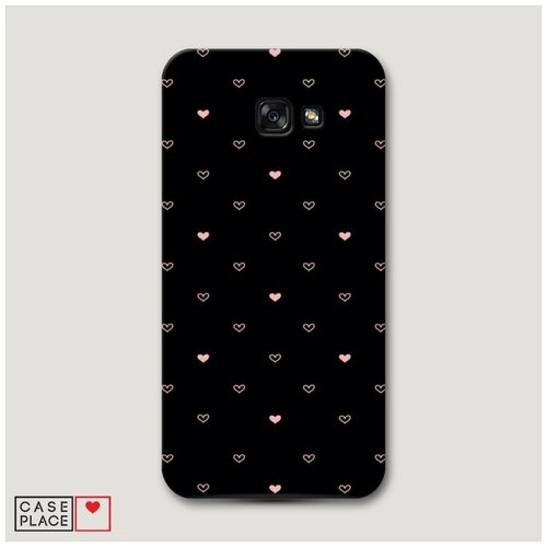 фото Чехол пластиковый samsung galaxy a7 2017 черный фон и сердечки case place