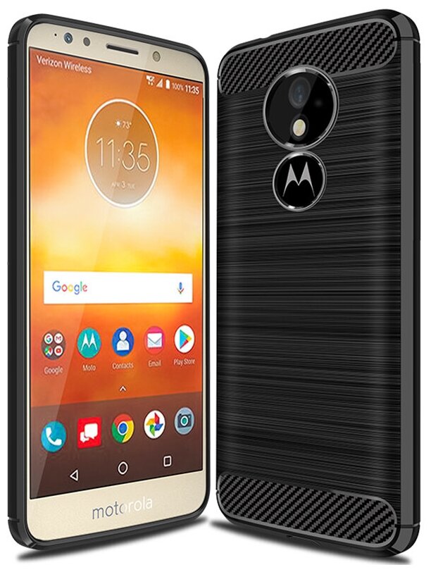 Чехол панель-бампер MyPads для Motorola Moto E5 / Moto G6 Play из прочного силикона с матовой отделкой «под карбон» черная