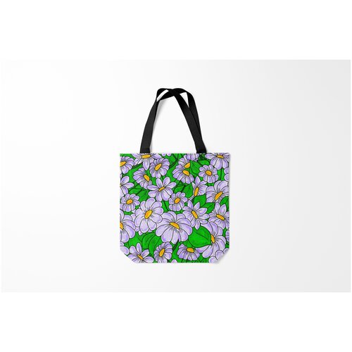 фото Сумка-шоппер / 40х40 см / популярные иллюстрации / лето цветы лавандовые ромашки burnettie
