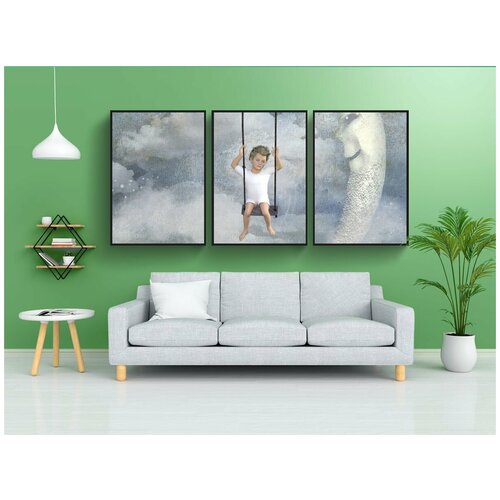 фото Набор модулных постеров для интерьера "луна, мечтать, сказка" 60x90 см. в тубусе, без рамки lotsprints