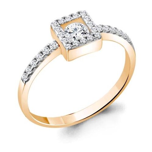 фото Кольцо из золочёного серебра aquamarine а68906а-пк с фианитом diamant-online