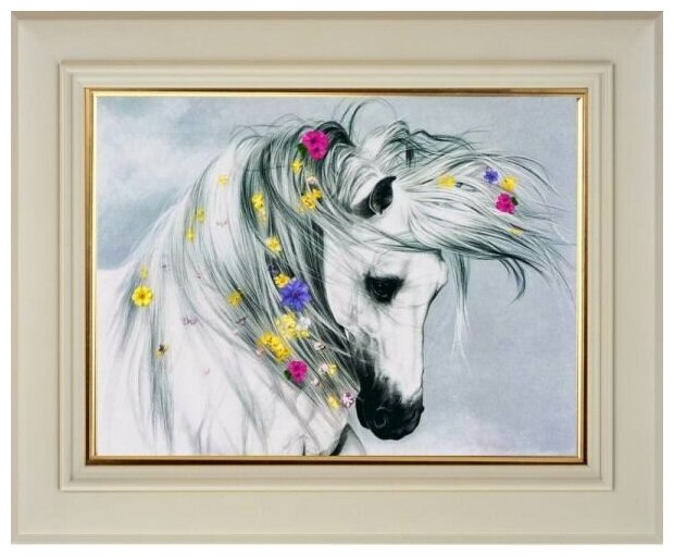 Алмазная мозаика Белая лошадка Color KIT 40x55 см.