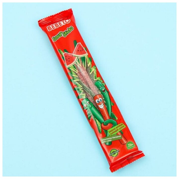 Жевательный мармелад BEBETO SOUR STICKS, со вкусом арбуза, 35 г - фотография № 1