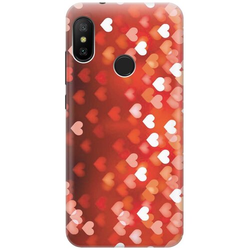 фото Силиконовый чехол на xiaomi mi a2 lite / redmi 6 pro / сяоми ми а2 лайт / редми 6 про с принтом "бокэ из красных сердечек" gosso