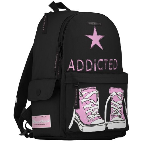 фото Рюкзак brunovisconti, молодежный , черный , «кеды розовые», арт. 12-003/05 bruno visconti