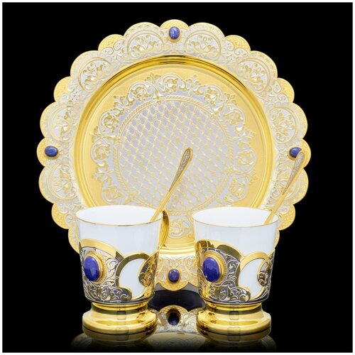 фото Кофейный набор на 2 персоны "лазурит" златоуст русь великая