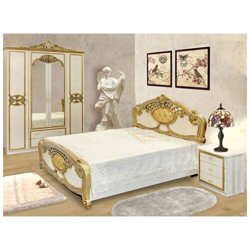 Кровать двуспальная 1600х2000 Диа Ольга беж с золотом матовый