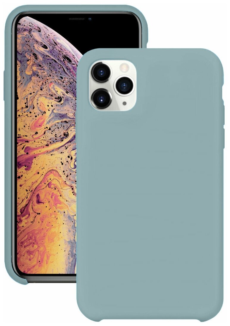 Силиконовый чехол на Apple iPhone 11 Pro Max / Матовый чехол для телефона Эпл Айфон 11 Про Макс с бархатистым покрытием внутри (Небесно-голубой)