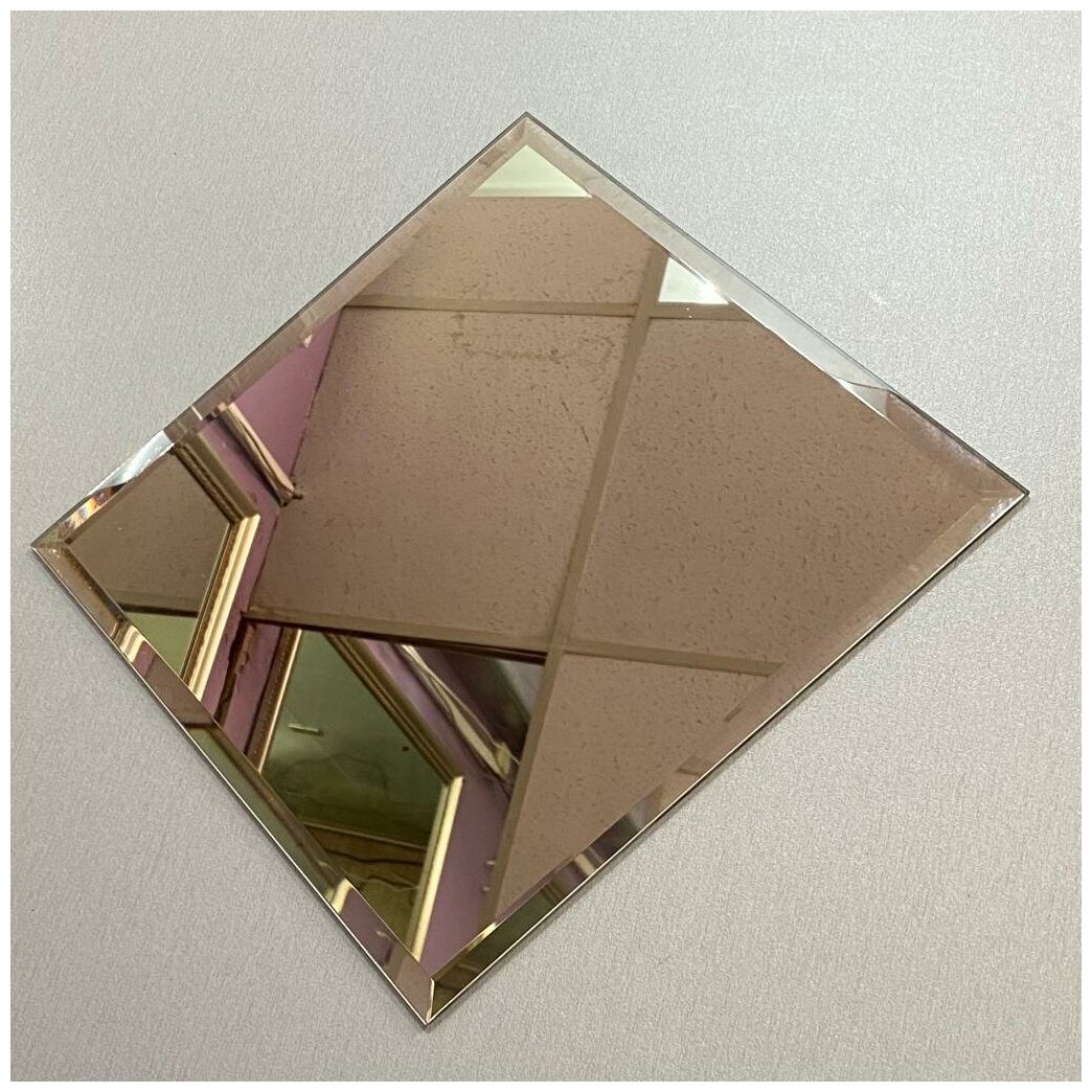 Зеркальная плитка с фацетом бронза Briola 30 см, квадратная, комплект 4 шт - фотография № 2