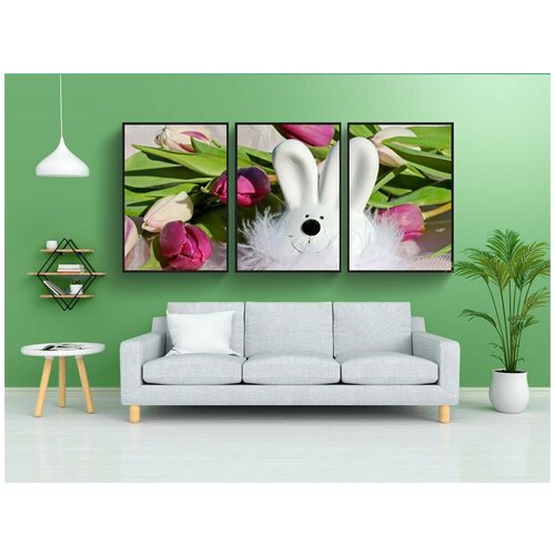 фото Набор модулных постеров для интерьера "пасхальный заяц, пасхальный, фигура" 60x90 см. в тубусе, без рамки lotsprints