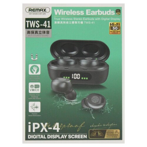 Наушники беспроводные Remax TWS-41 черный 113200₽