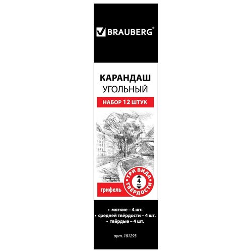 BRAUBERG Карандаши угольные Art Classic 12 шт. (181293) черный