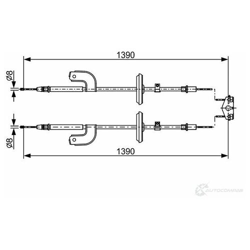 BOSCH 1987482459 1 987 482 459_трос ручника! L=1390\ Chevrolet Aveo 1.2-1.6/1.3D 11> 1шт