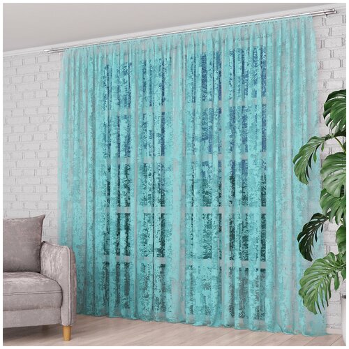 Тюль Мрамор I-linen, голубой 300х260см