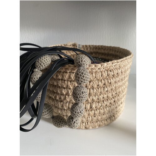 Корзина для хранения круглая плетеная из джута декоративная