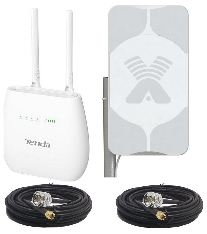 Tenda 4g680 V2 4G LTE Wi-Fi роутер под СИМ-карту с Уличной MIMO антенной до 18dBi кабель 10 м 004294