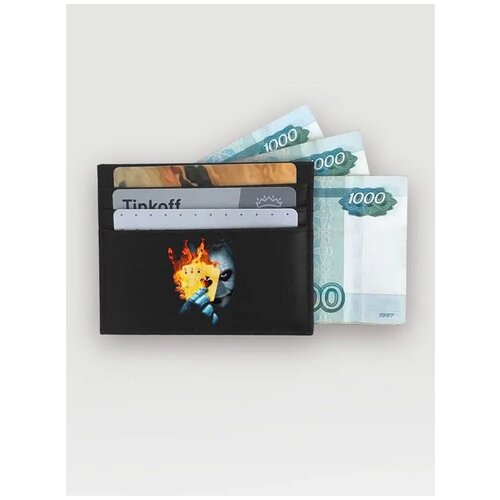 Кредитница / Футляр для карт / Картхолдер Russian.Handmade из натуральной кожи Джокер /Joker №5