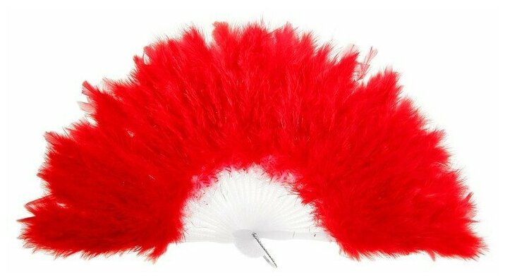 фото Веер пуховой, 28 см, цвет красный