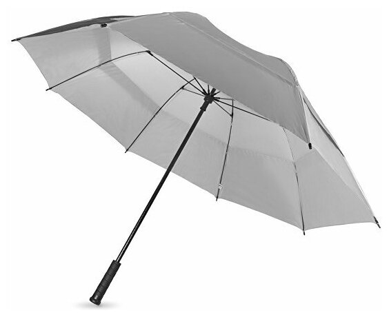 Зонт-трость «Cardiff» (10900305, серебристый/черный, d127 х 97, нейлон/металл/пластик)
