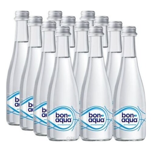 Вода негазированная питьевая BONAQUA (БонАква), 0,33 л, стеклянная бутылка, 12 шт.