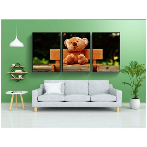 фото Набор модулных постеров для интерьера "тедди, банк, сидеть" 60x90 см. в тубусе, без рамки lotsprints