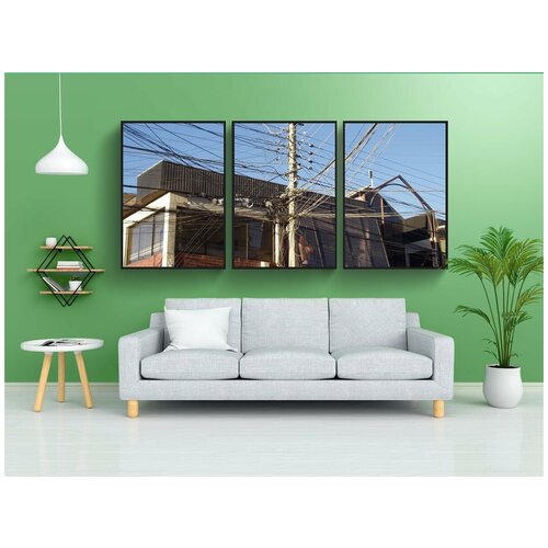 фото Набор модулных постеров для интерьера "полюс питания, электричество, высокое напряжение" 60x90 см. в тубусе, без рамки lotsprints