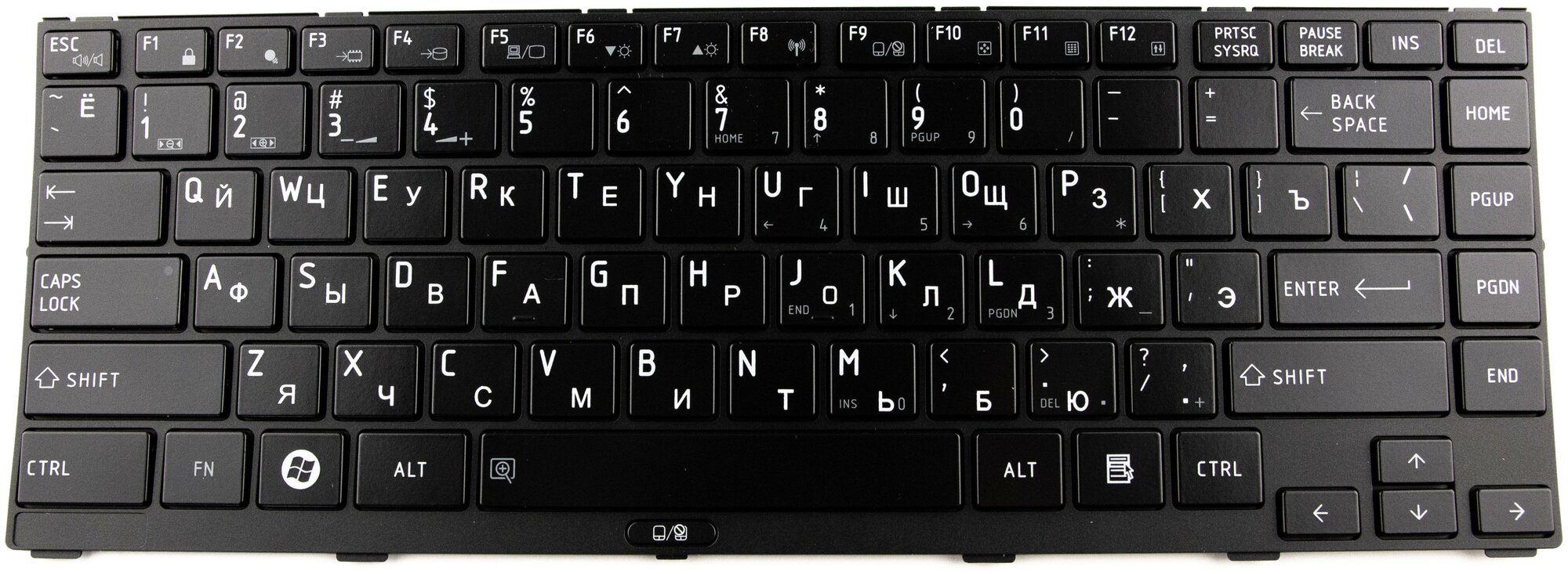 Клавиатура для ноутбука Toshiba MP-10N93SU-6356 черная с черной рамкой 1030₽