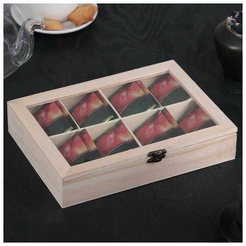 Ящик для хранения чайных пакетиков «Ахмадабад», 8 ячеек, 24,8×18×4,8 см (1шт.)