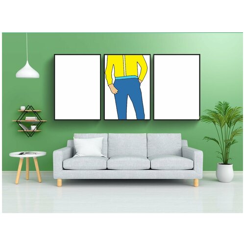 фото Набор модулных постеров для интерьера "мужчины, портрет, грусть" 60x90 см. в тубусе, без рамки lotsprints