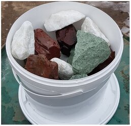 Микс камни для бани Жадеит Яшма Кварц колотые 8-15 см упаковка 15 кг