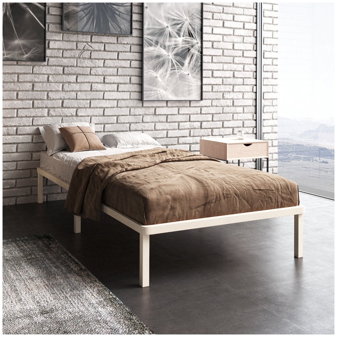 Кровать односпальная, 120х200 см, Hansales, Light Sleep, деревянная, из массива березы
