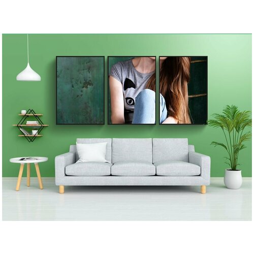 фото Набор модулных постеров для интерьера "девушка, фотосессия, кресло" 60x90 см. в тубусе, без рамки lotsprints