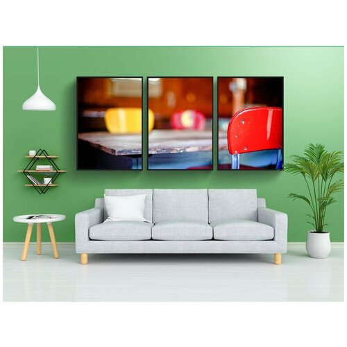 фото Набор модулных постеров для интерьера "кухонный стол, стулья, красочный" 60x90 см. в тубусе, без рамки lotsprints