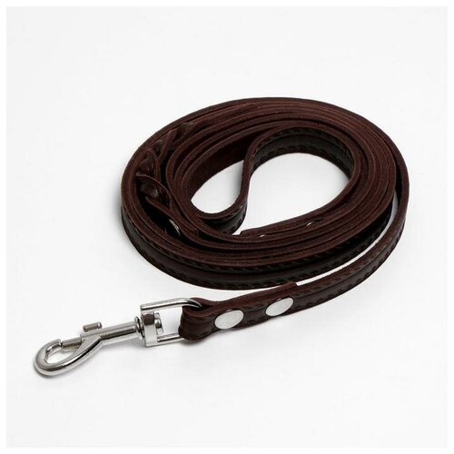 Поводок кожаный однослойный тиснёный удлиненный 2 м х 16 см коричневый 1480₽