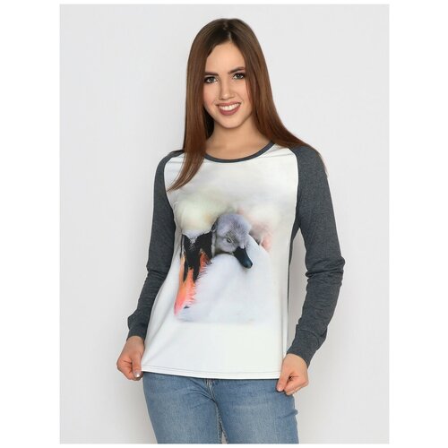 фото Лонгслив (фуфайка) "лебеди" кулирка+микрофибра антрацит меланж style margo