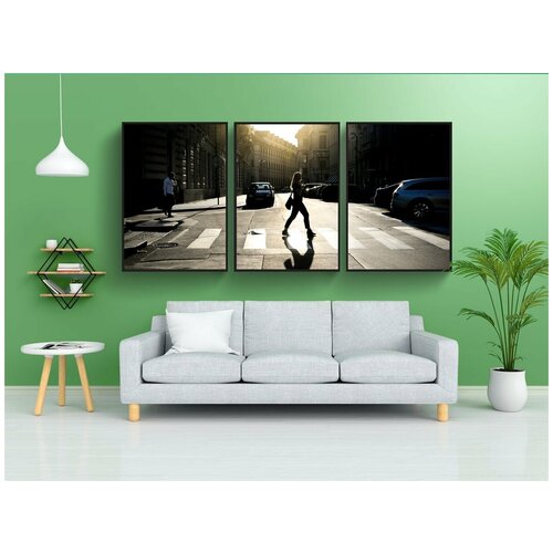 фото Набор модулных постеров для интерьера "зебра, дорожка, движение" 60x90 см. в тубусе, без рамки lotsprints