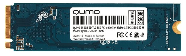 Внутренний SSD-накопитель Qumo Novation 256Gb, M.2 2280, PCIe NVMe, 3D TLC, Черный Q3DT-256GPPH-NM2