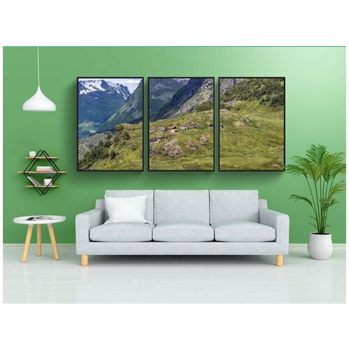 фото Набор модулных постеров для интерьера "норвегия, гора, пейзаж" 60x90 см. в тубусе, без рамки lotsprints