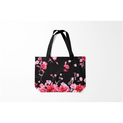 фото Сумка-шоппер / 46х35 см / девушкам / цветочки и бабочки яркие розы burnettie