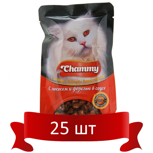 Корм консервированный для кошек Chammy лосось и форель в соусе 85 гр*25 шт