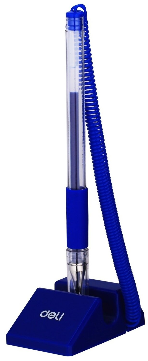 Ручка гелевая Deli на подставке, на липучке, диаметр шарика 0,5 мм, синяя