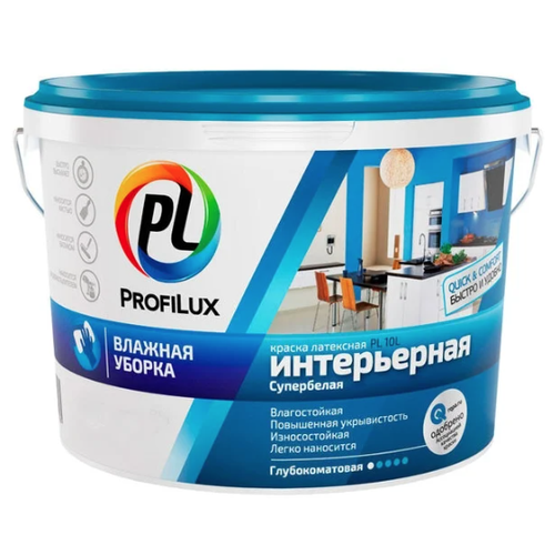 PROFIILUX ВД краска PL- 10L латексная влагостойкая белая 14кг