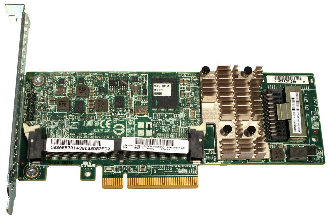 Плата контроллера HPE P430 SAS/SATA 6G 8-port (miniSAS) RAID 0/1/5/6/10/50/60 PCI-Ex8 OEM (729635-001)