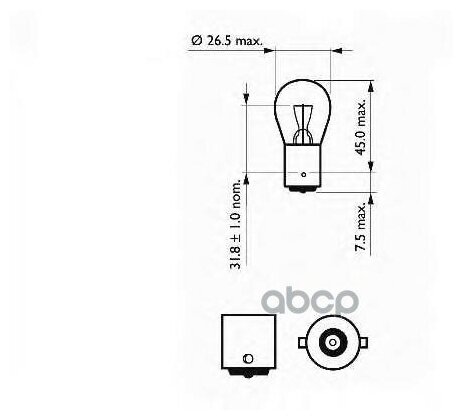 Лампочка 12v Р21w Ва15s 10шт/Уп SCT арт. 202075