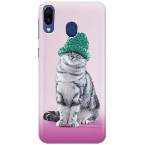 фото Gosso ультратонкий силиконовый чехол-накладка для samsung galaxy m20 с принтом "кот в зеленой шапке"