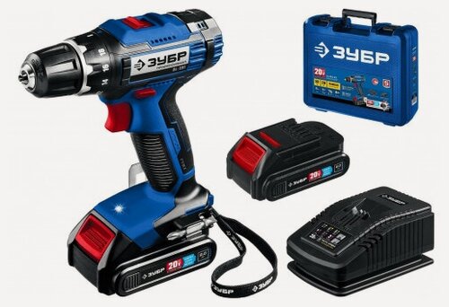 Изображение товара Дрель-шуруповерт аккумуляторная Зубр DL-201-22, 2 АКБ (2Ач)