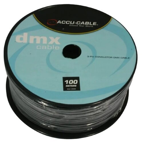 фото American dj ac-dmxd5/100r dmx кабель 0.25 мм2, жилы изолированные в общем медном экране + алюминиевая фольга, в общей пвх. o5.4мм; цвет: черный. в катушке 100м