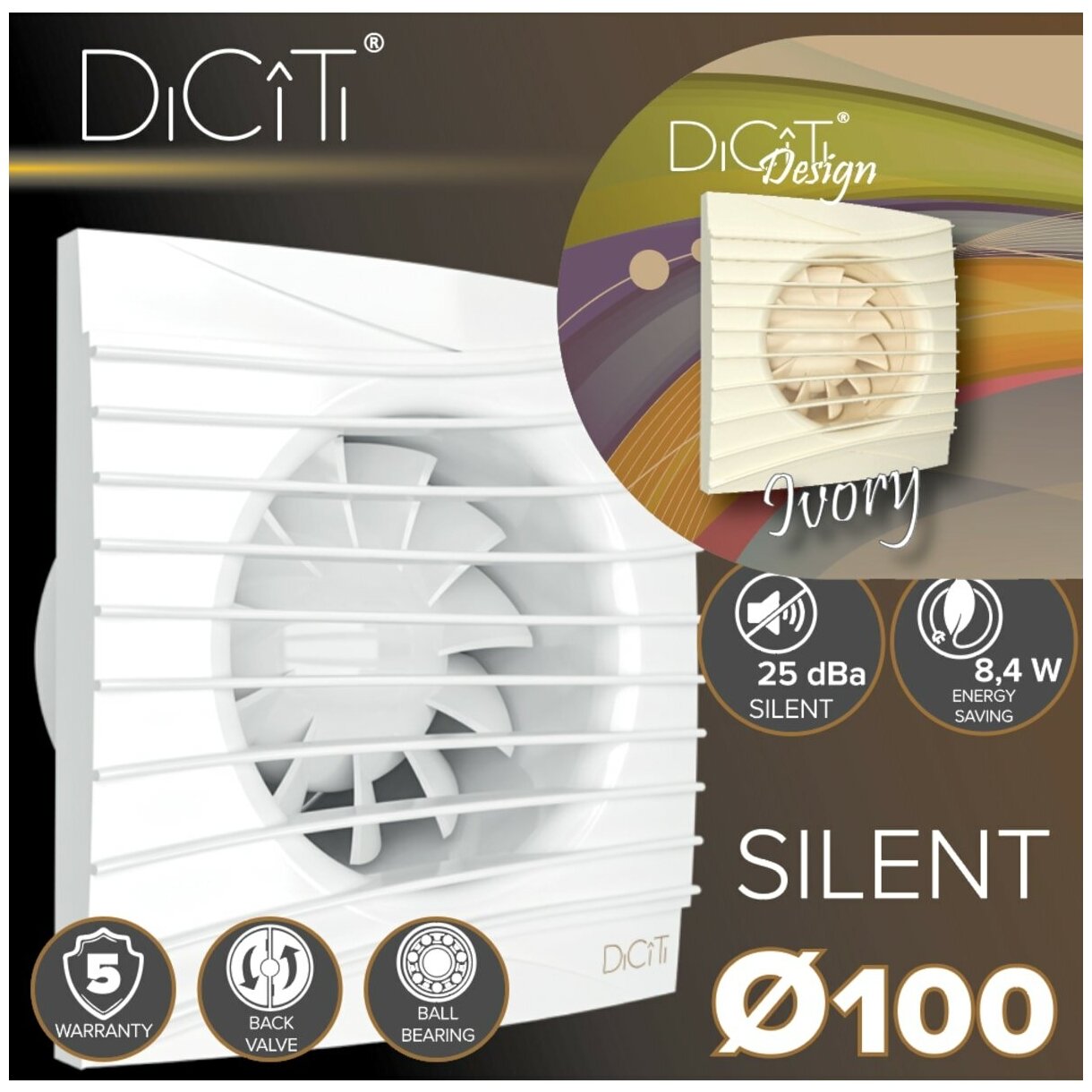 Вентилятор осевой вытяжной с обратным клапаном SILENT 4C Ivory, D 100 - фотография № 10