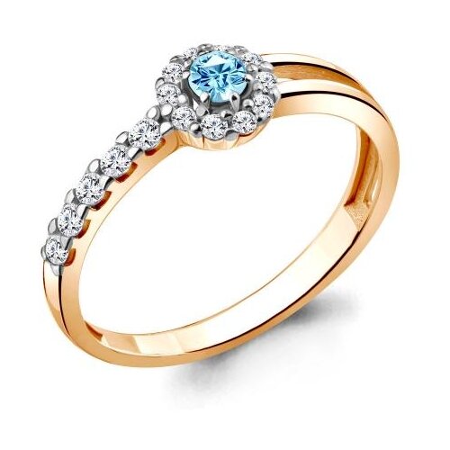 фото Кольцо из золочёного серебра aquamarine с фианитом и шпинелью а68856аб-п diamant-online